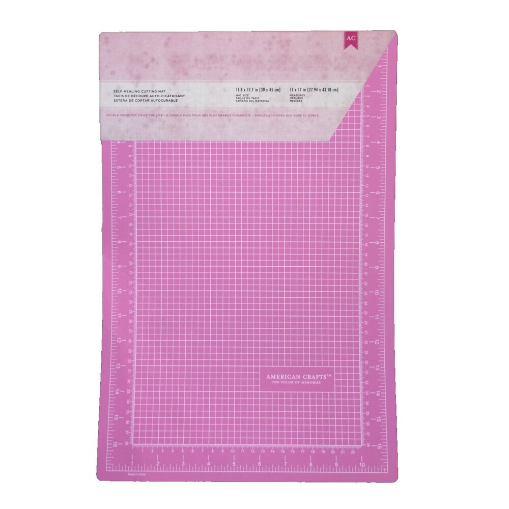 American Crafts Pink Double-Sided Self-Healing Cutting Mat, Aprox 12" x 18" NEW